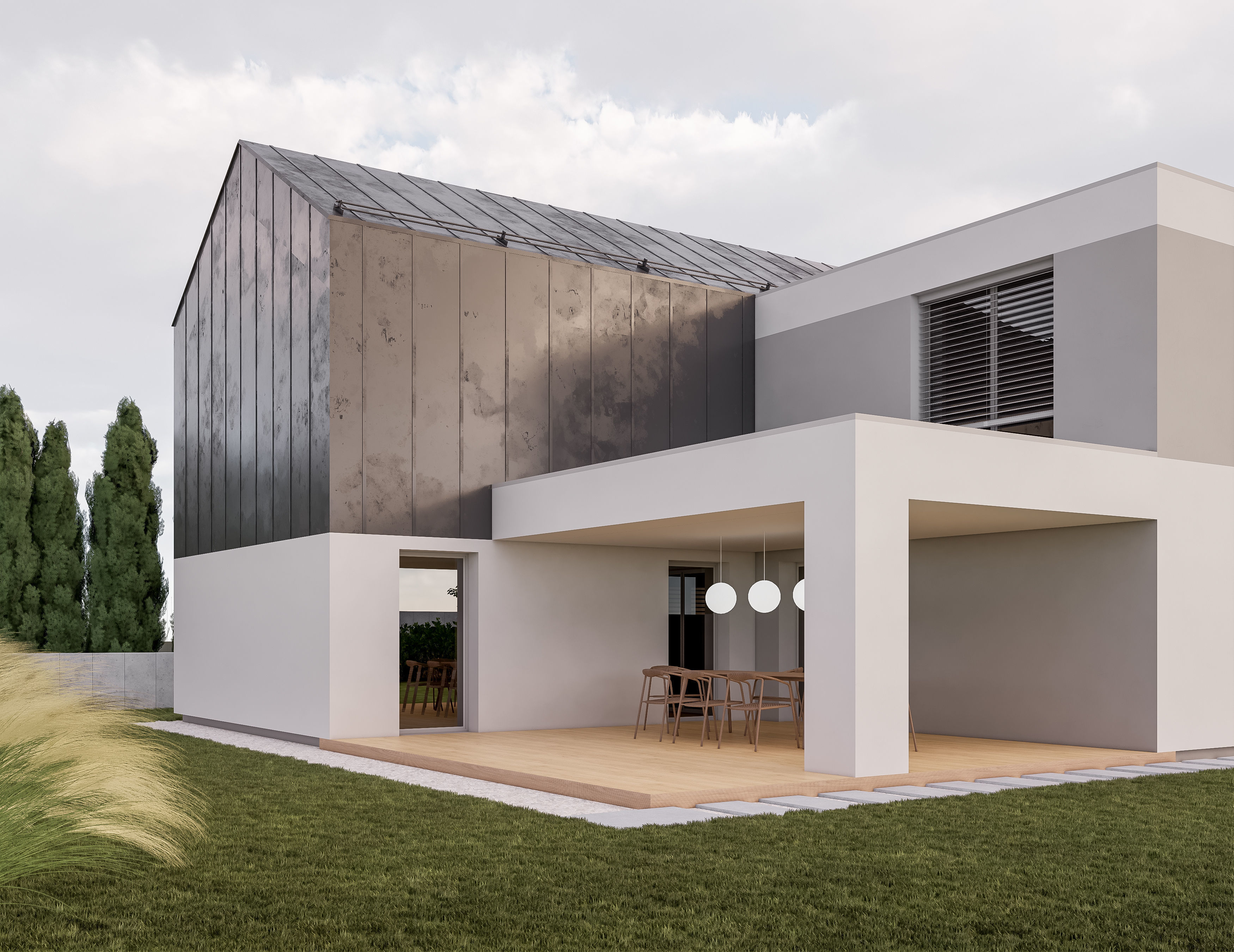 Family House 27 - Created with fully parametric Revit Families Low-poly 3D model_3