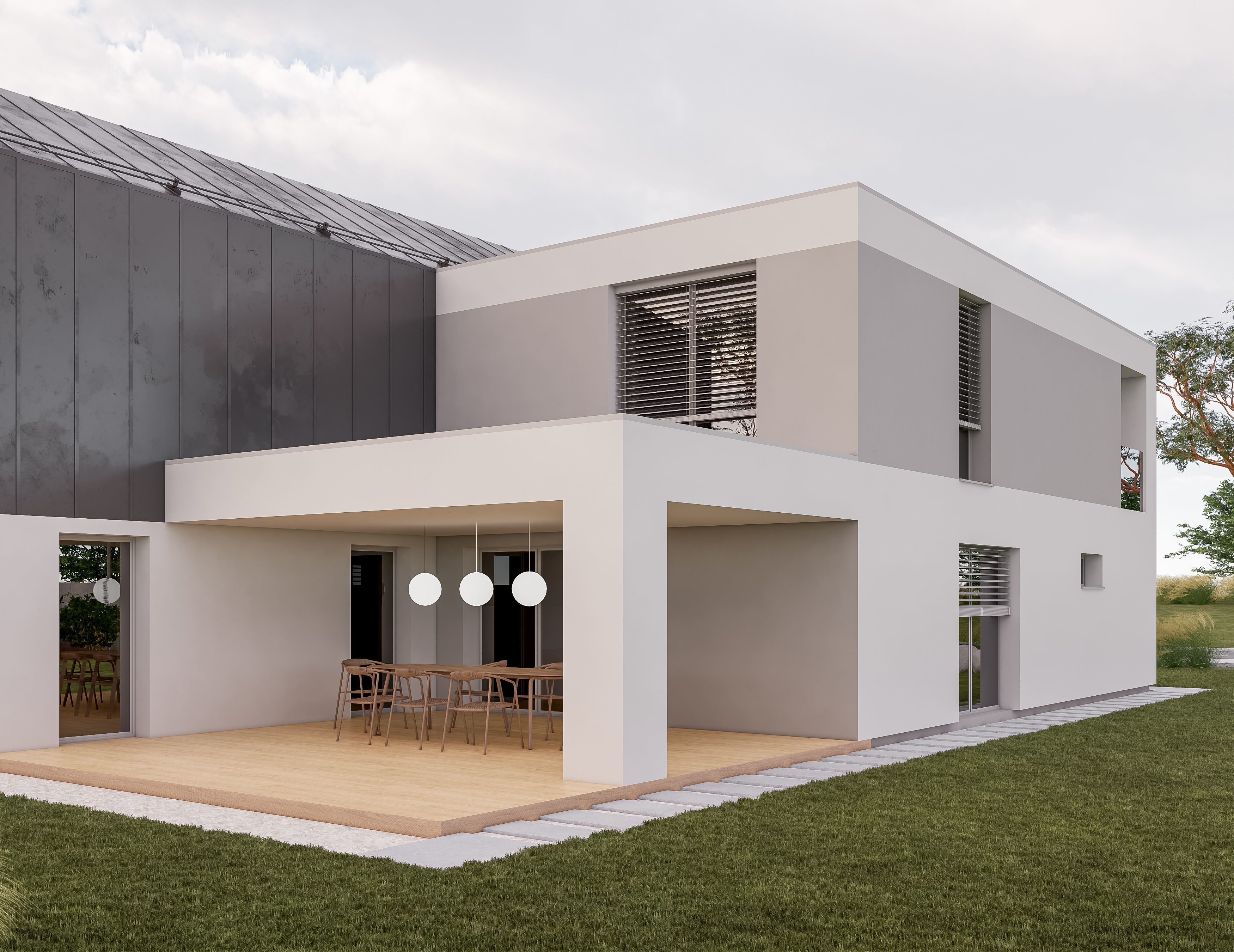 Family House 27 - Created with fully parametric Revit Families Low-poly 3D model_4