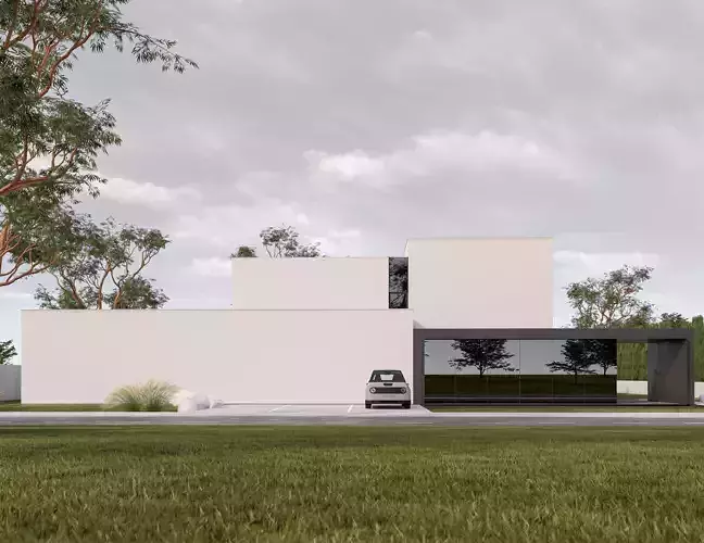 Family House 28 - Created with fully parametric Revit Families Low-poly 3D model
