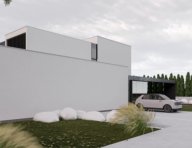 Family House 28 - Created with fully parametric Revit Families Low-poly 3D model 3
