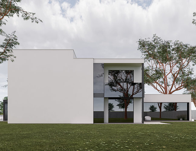 Family House 28 - Created with fully parametric Revit Families Low-poly 3D model 6