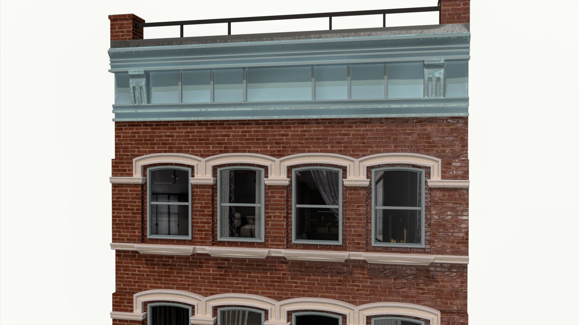 LowPoly FACADE Townhouse Low-poly 3D model_2