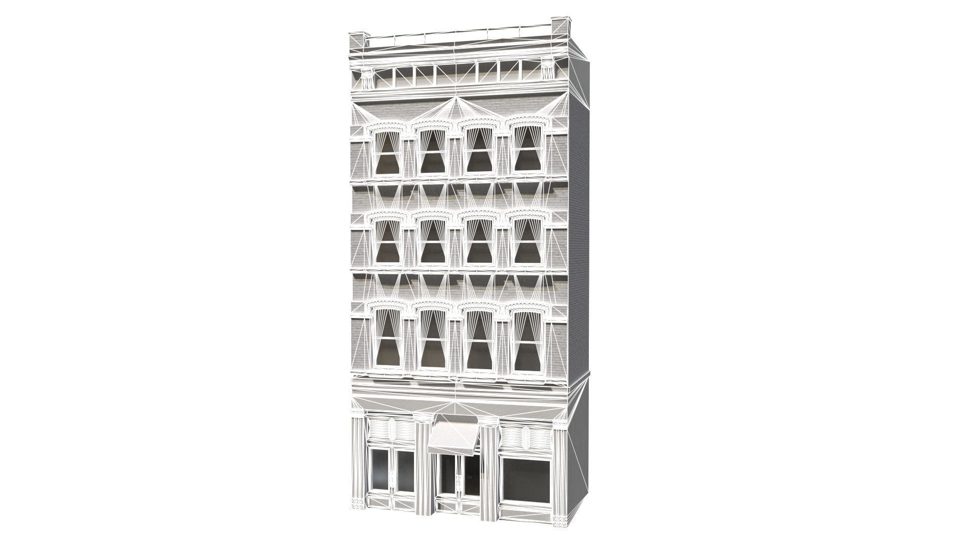 LowPoly FACADE Townhouse Low-poly 3D model_12