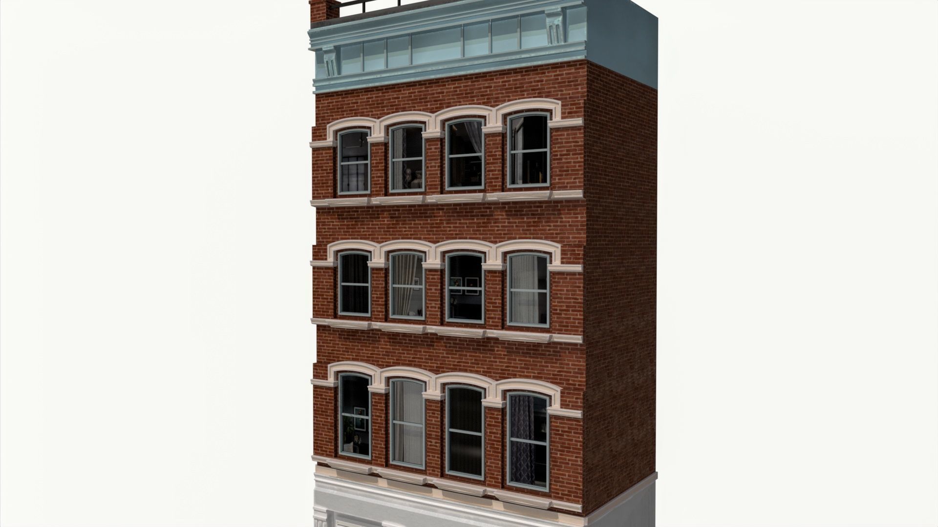 LowPoly FACADE Townhouse Low-poly 3D model_5