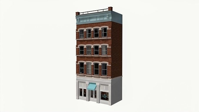 LowPoly FACADE Townhouse Low-poly 3D model 6