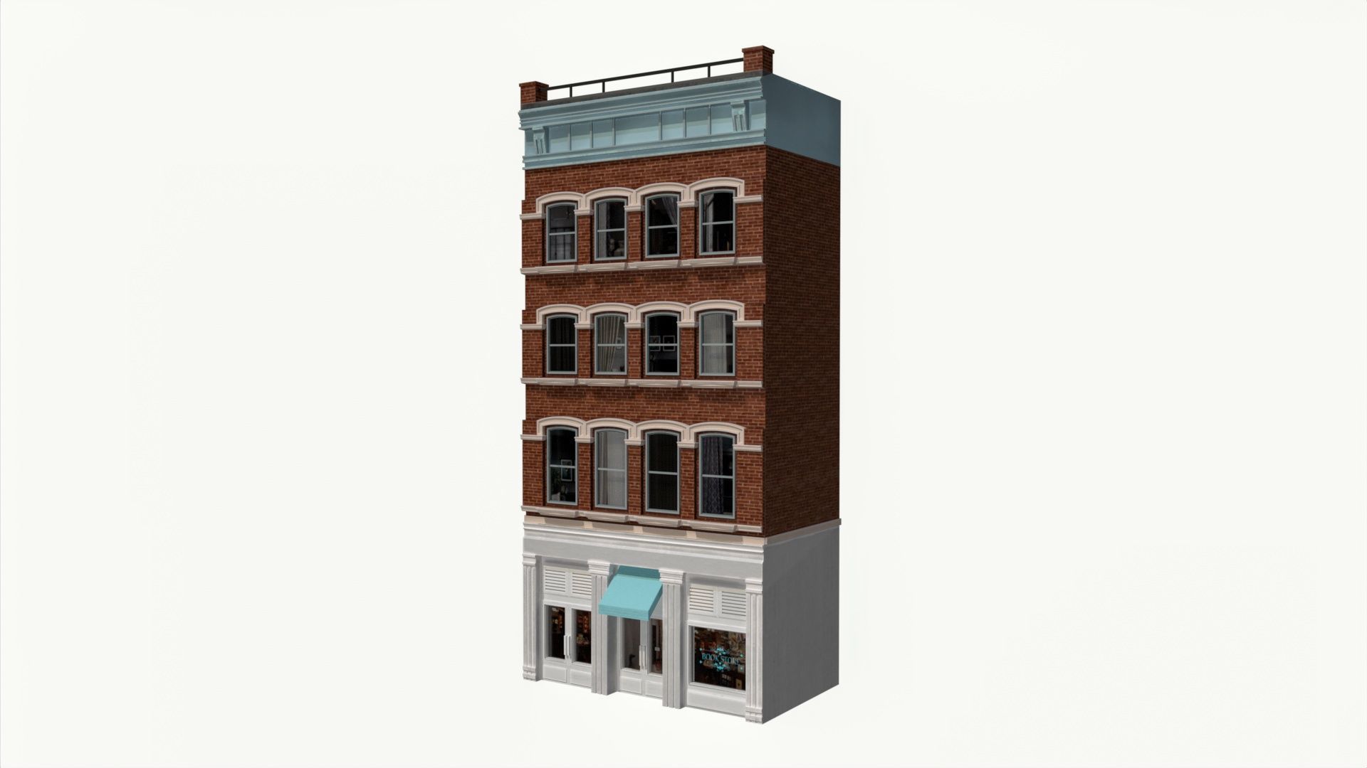 LowPoly FACADE Townhouse Low-poly 3D model_6