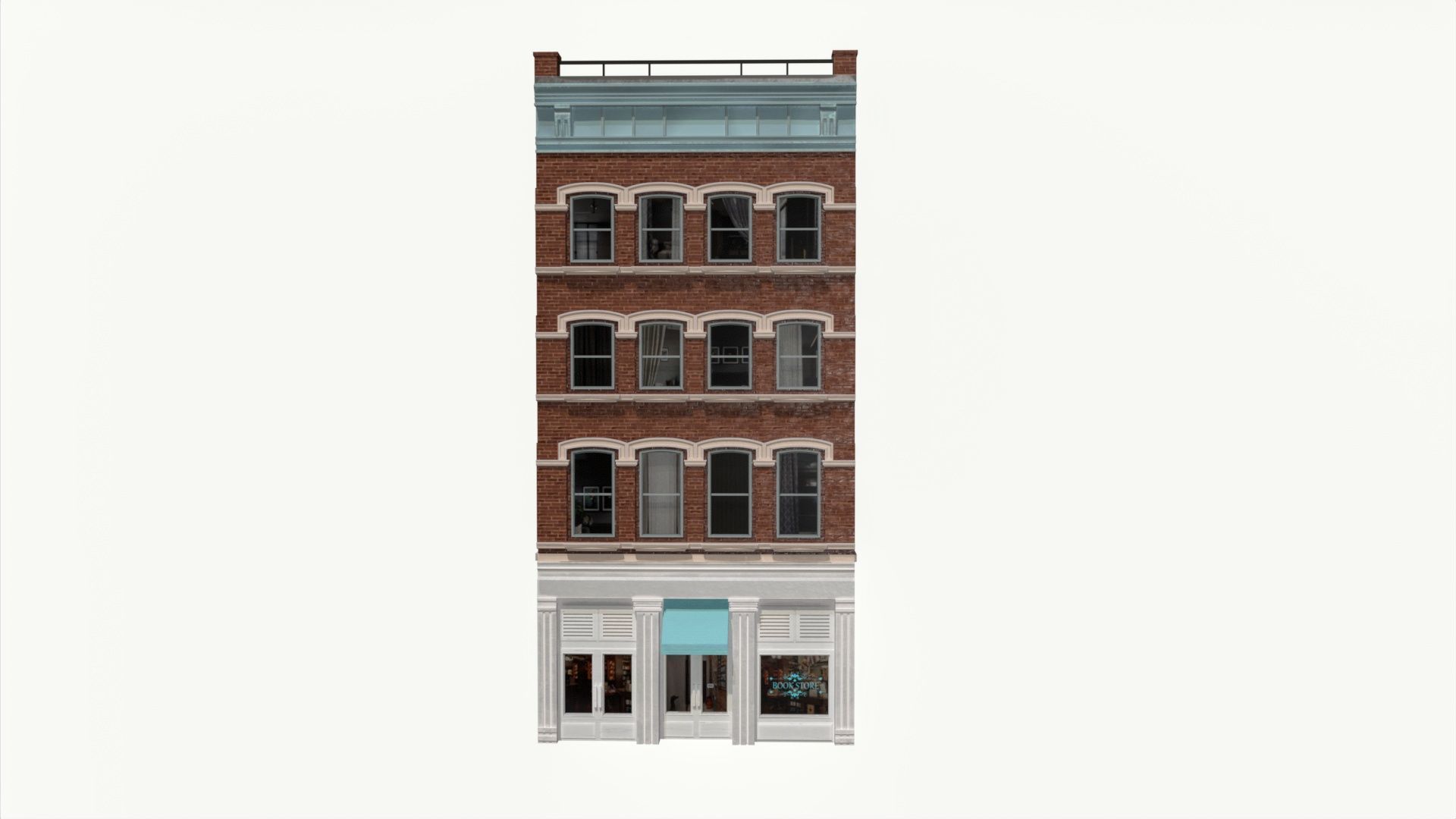 LowPoly FACADE Townhouse Low-poly 3D model_9