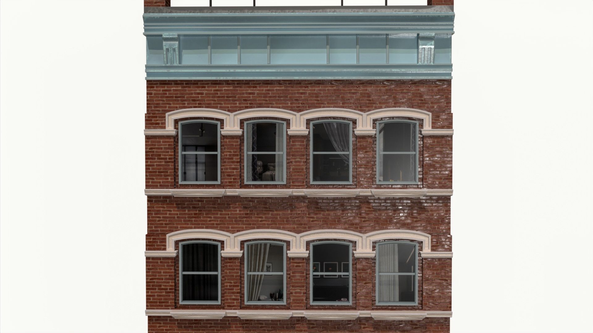 LowPoly FACADE Townhouse Low-poly 3D model_3