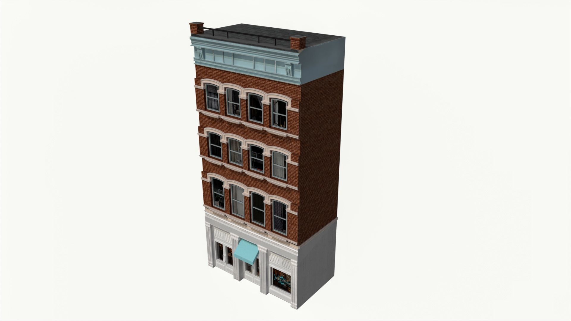 LowPoly FACADE Townhouse Low-poly 3D model_10