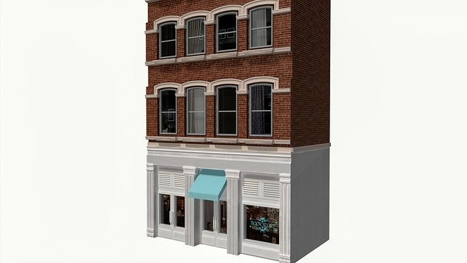 LowPoly FACADE Townhouse Low-poly 3D model 7