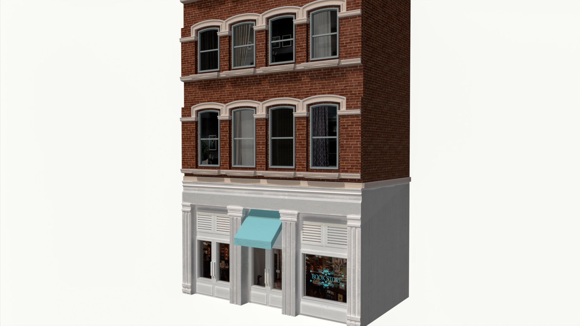 LowPoly FACADE Townhouse Low-poly 3D model_7