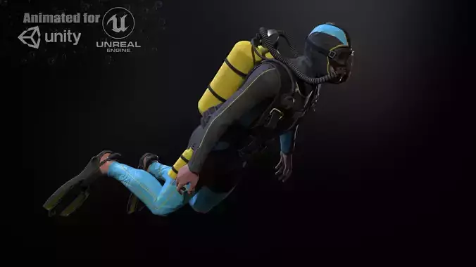 Diver Gr Low-poly 3D model