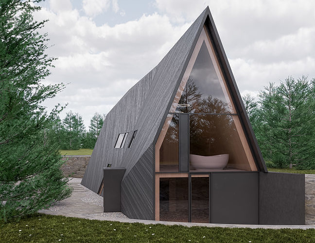 Family House 29 - Created with fully parametric Revit Families Low-poly 3D model 6