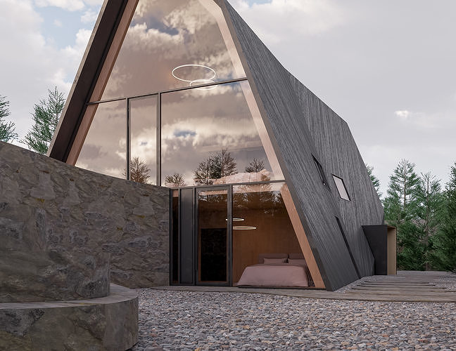 Family House 29 - Created with fully parametric Revit Families Low-poly 3D model 4
