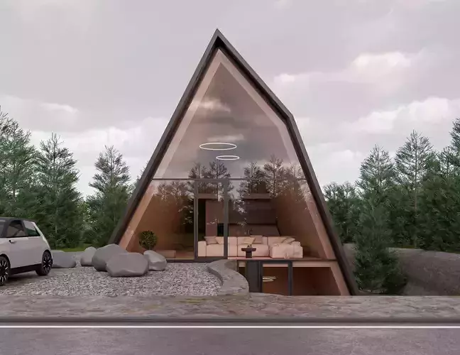 Family House 29 - Created with fully parametric Revit Families Low-poly 3D model