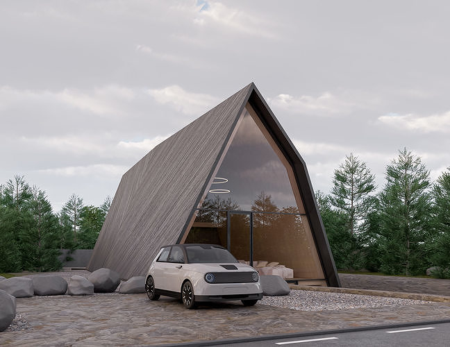 Family House 29 - Created with fully parametric Revit Families Low-poly 3D model 3