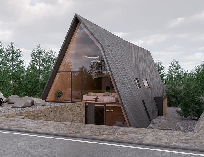 Family House 29 - Created with fully parametric Revit Families Low-poly 3D model 2