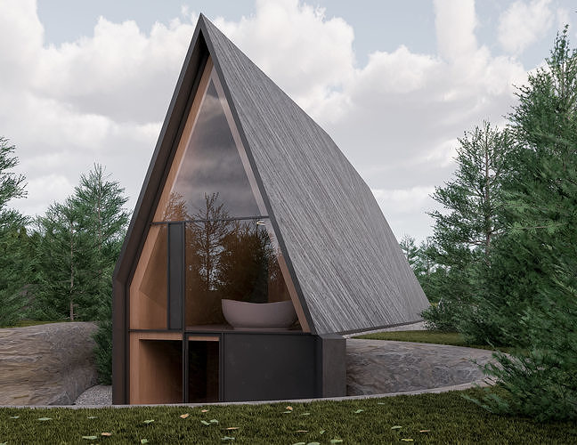 Family House 29 - Created with fully parametric Revit Families Low-poly 3D model 5