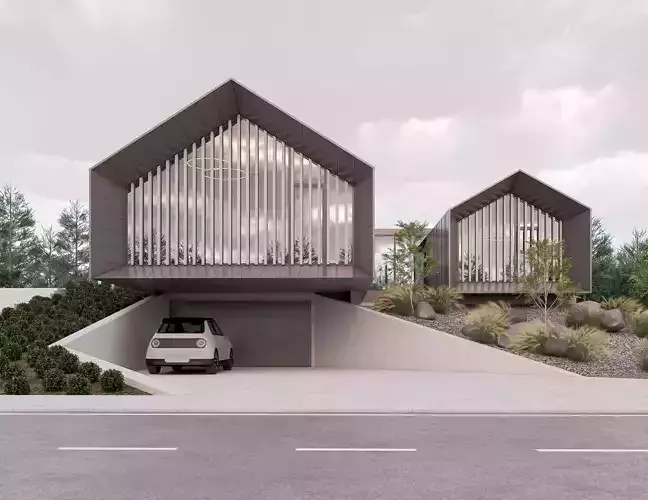 Family House 30 - Created with fully parametric Revit Families Low-poly 3D model