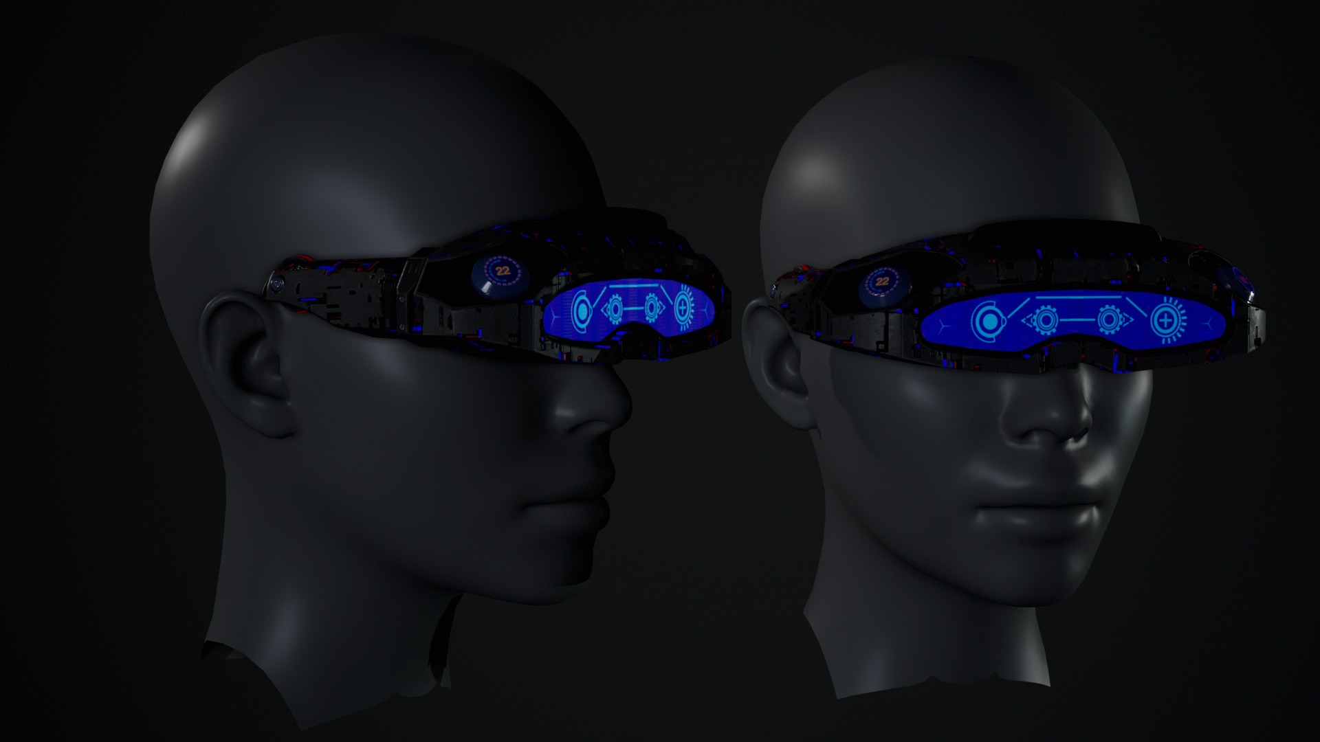 Sci fi Glasses Goggles 2 Low-poly 3D model_2