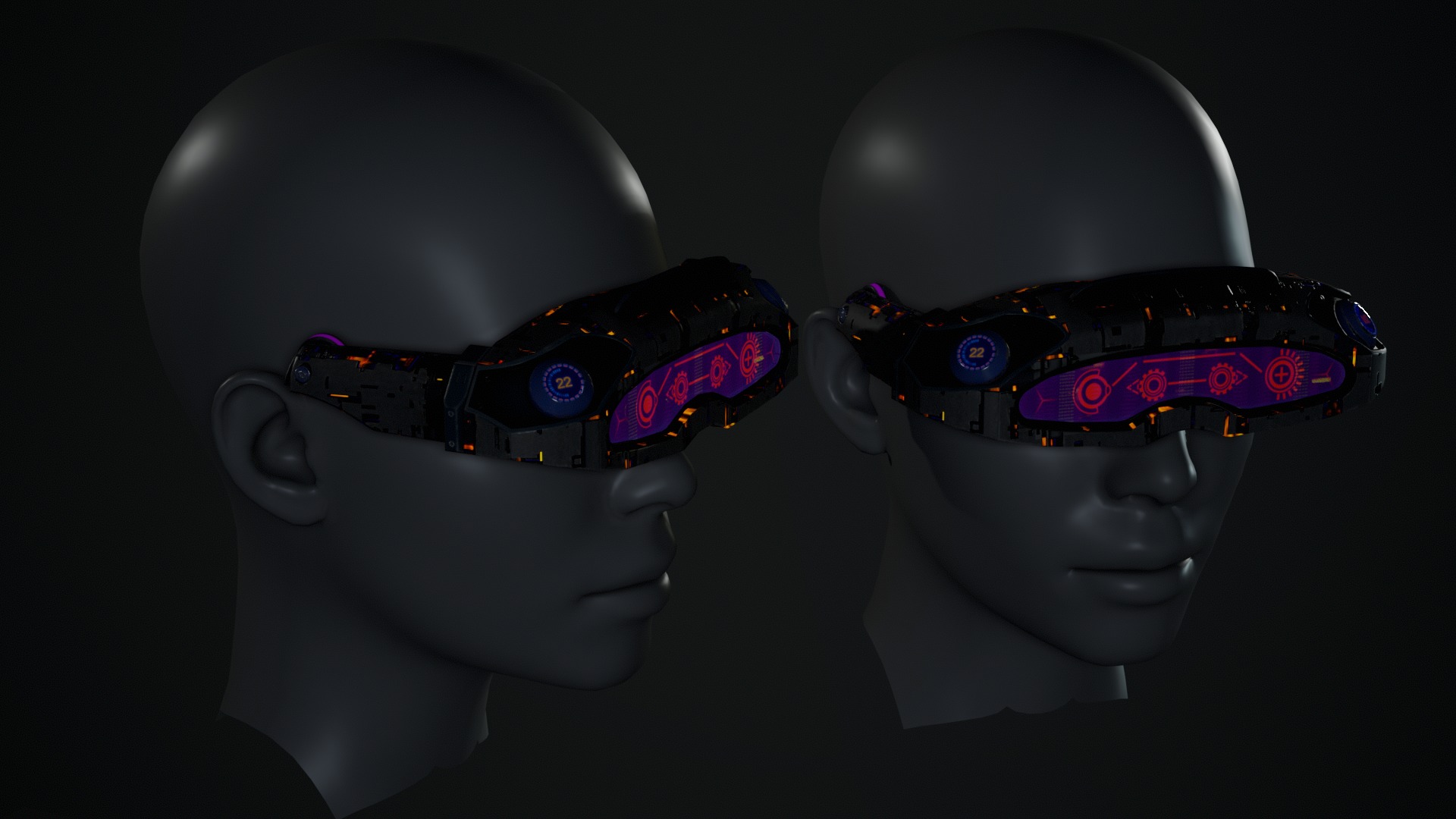 Sci fi Glasses Goggles 2 Low-poly 3D model_5