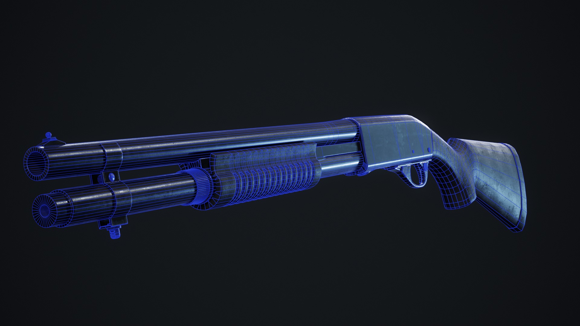 Shotgun Low-poly 3D model_10