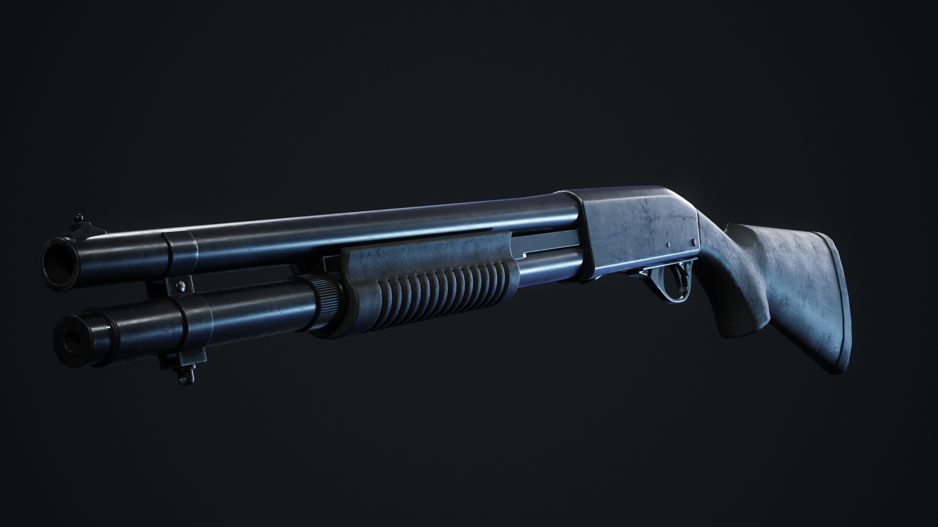 Shotgun Low-poly 3D model_9