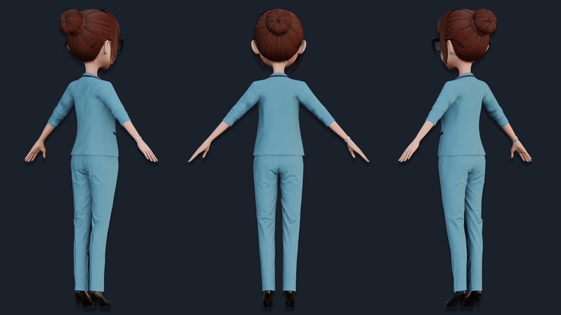 CARTOON WOMAN - MOM RIGGED Low-poly 3D model_12