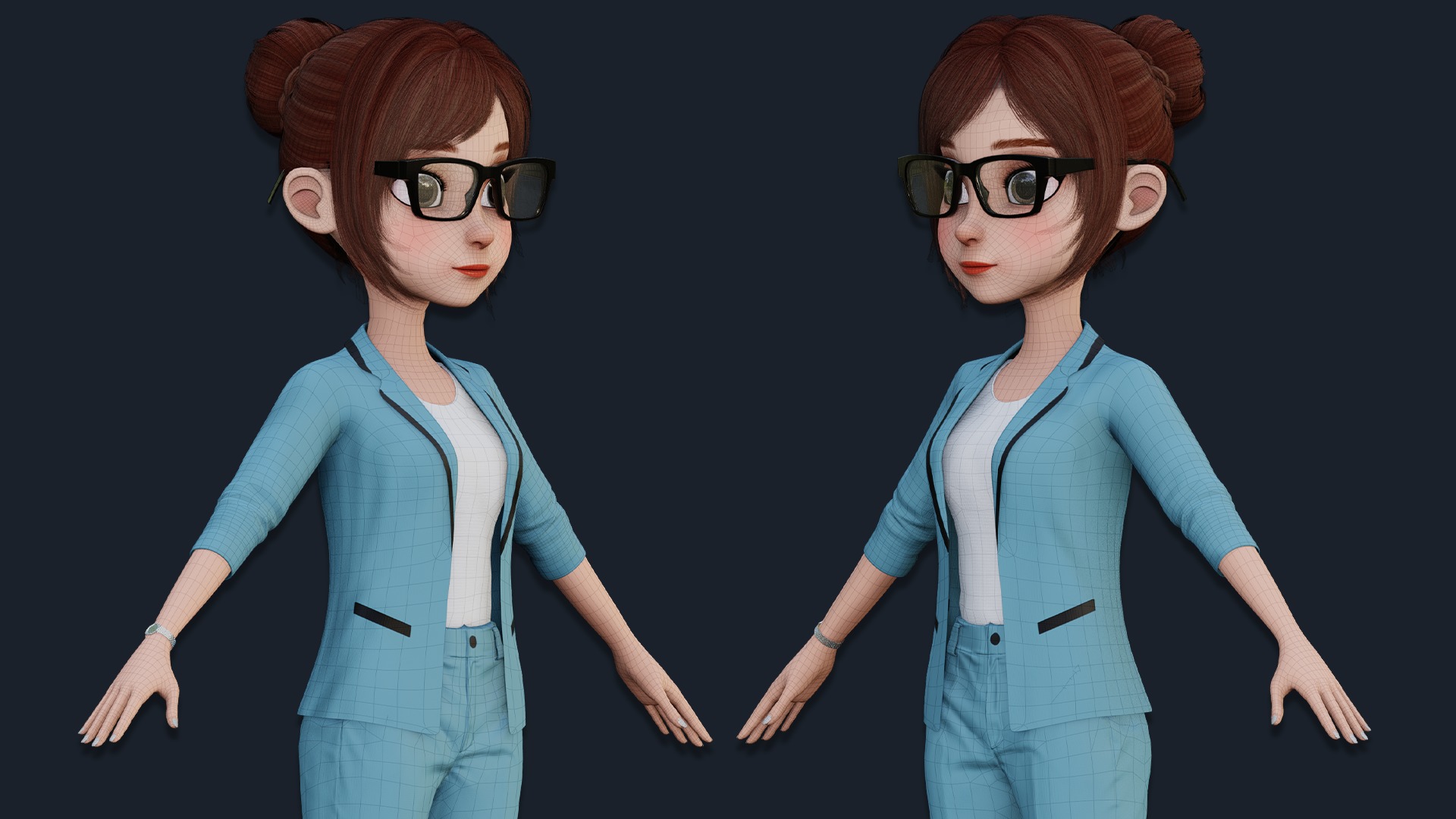 CARTOON WOMAN - MOM RIGGED Low-poly 3D model_7