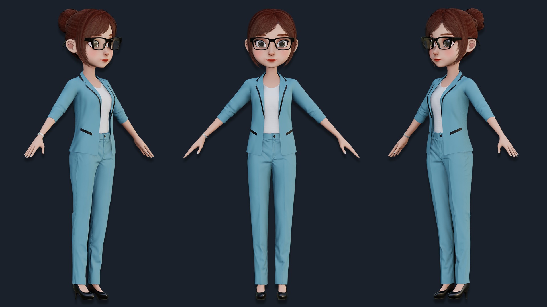 CARTOON WOMAN - MOM RIGGED Low-poly 3D model_10