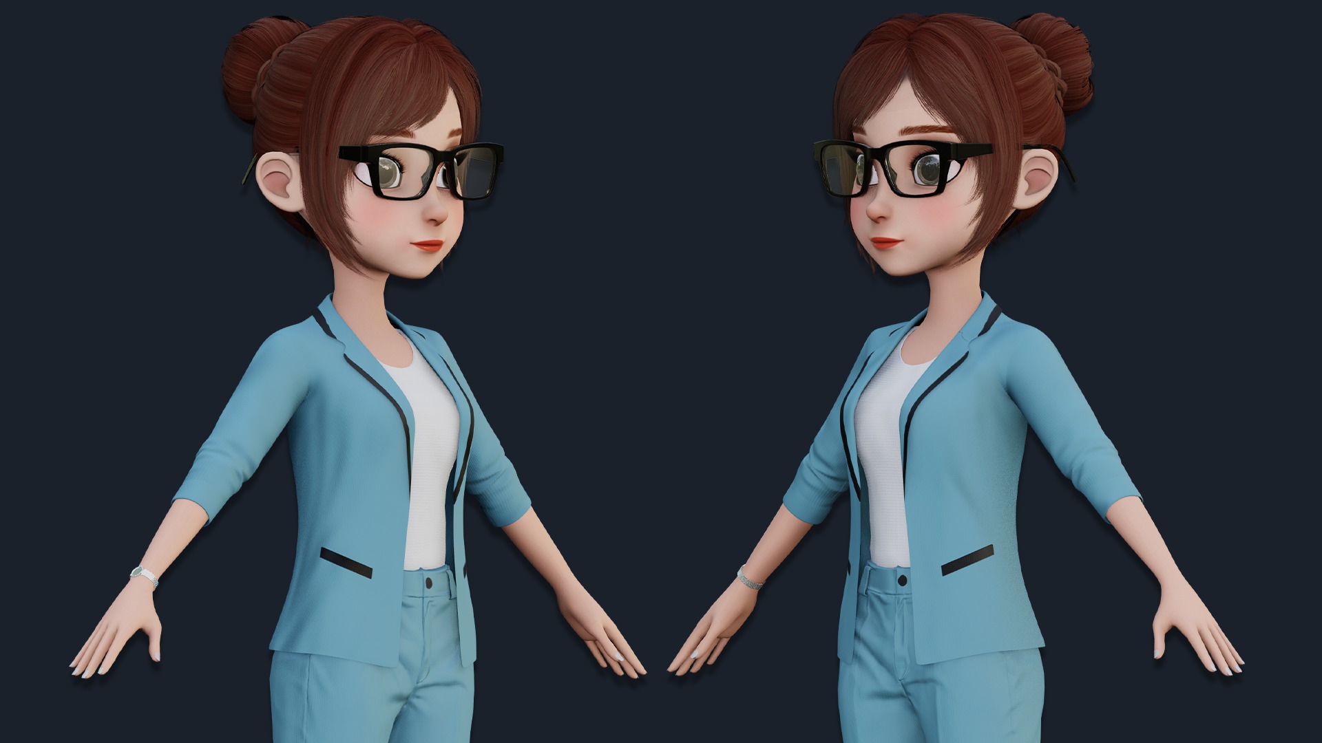 CARTOON WOMAN - MOM RIGGED Low-poly 3D model_6