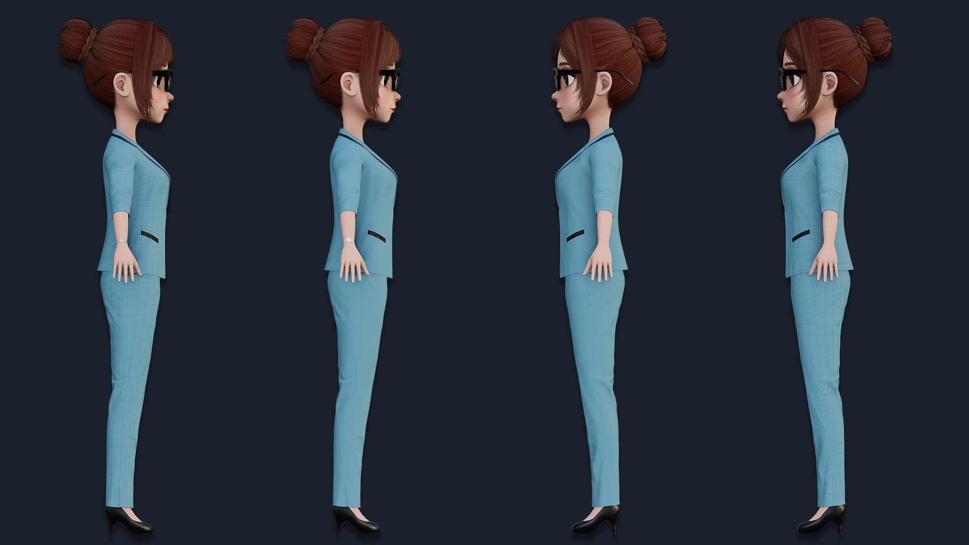 CARTOON WOMAN - MOM RIGGED Low-poly 3D model_16