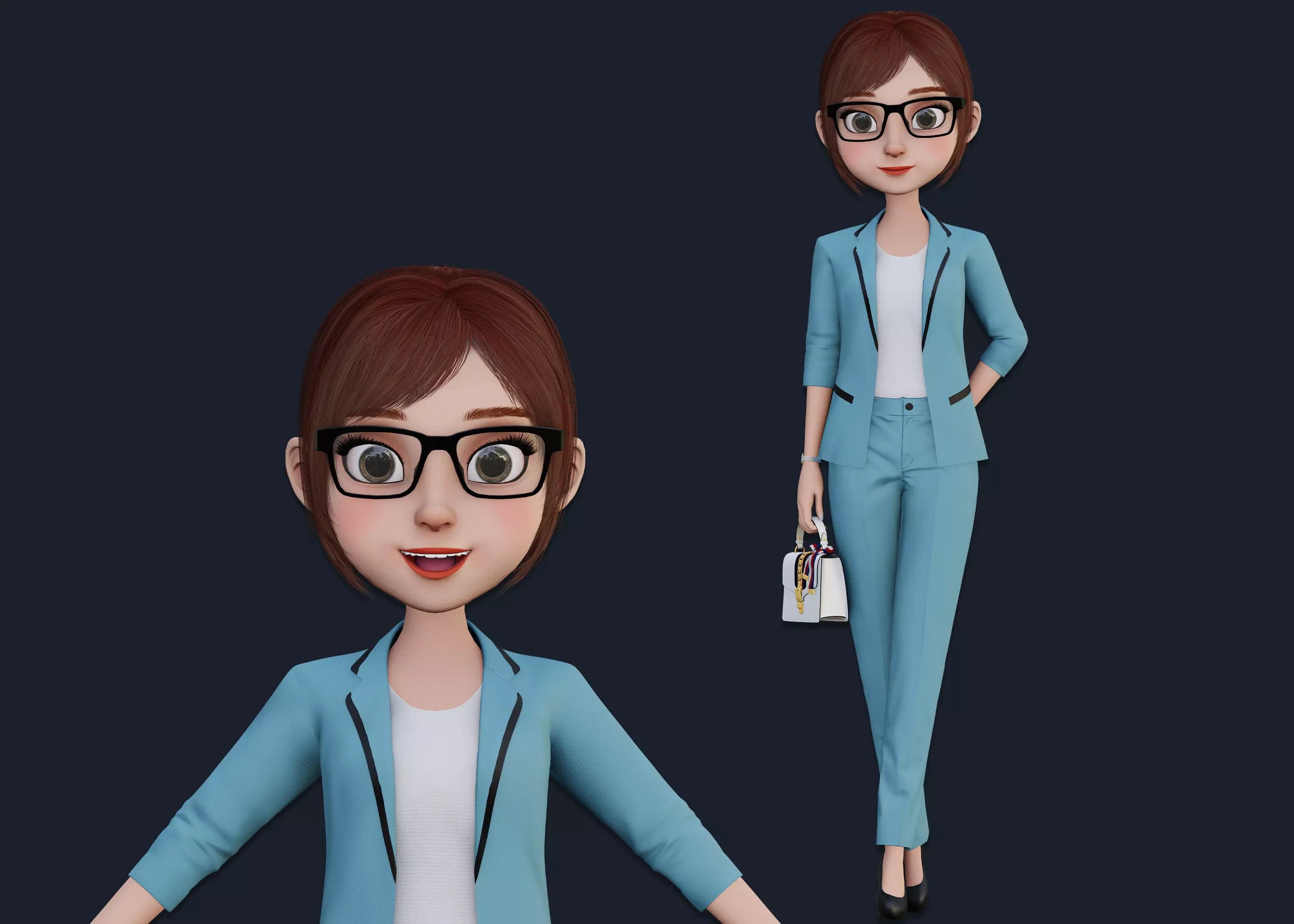 CARTOON WOMAN - MOM RIGGED Low-poly 3D model_0