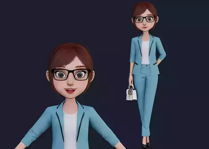 CARTOON WOMAN - MOM RIGGED Low-poly 3D model