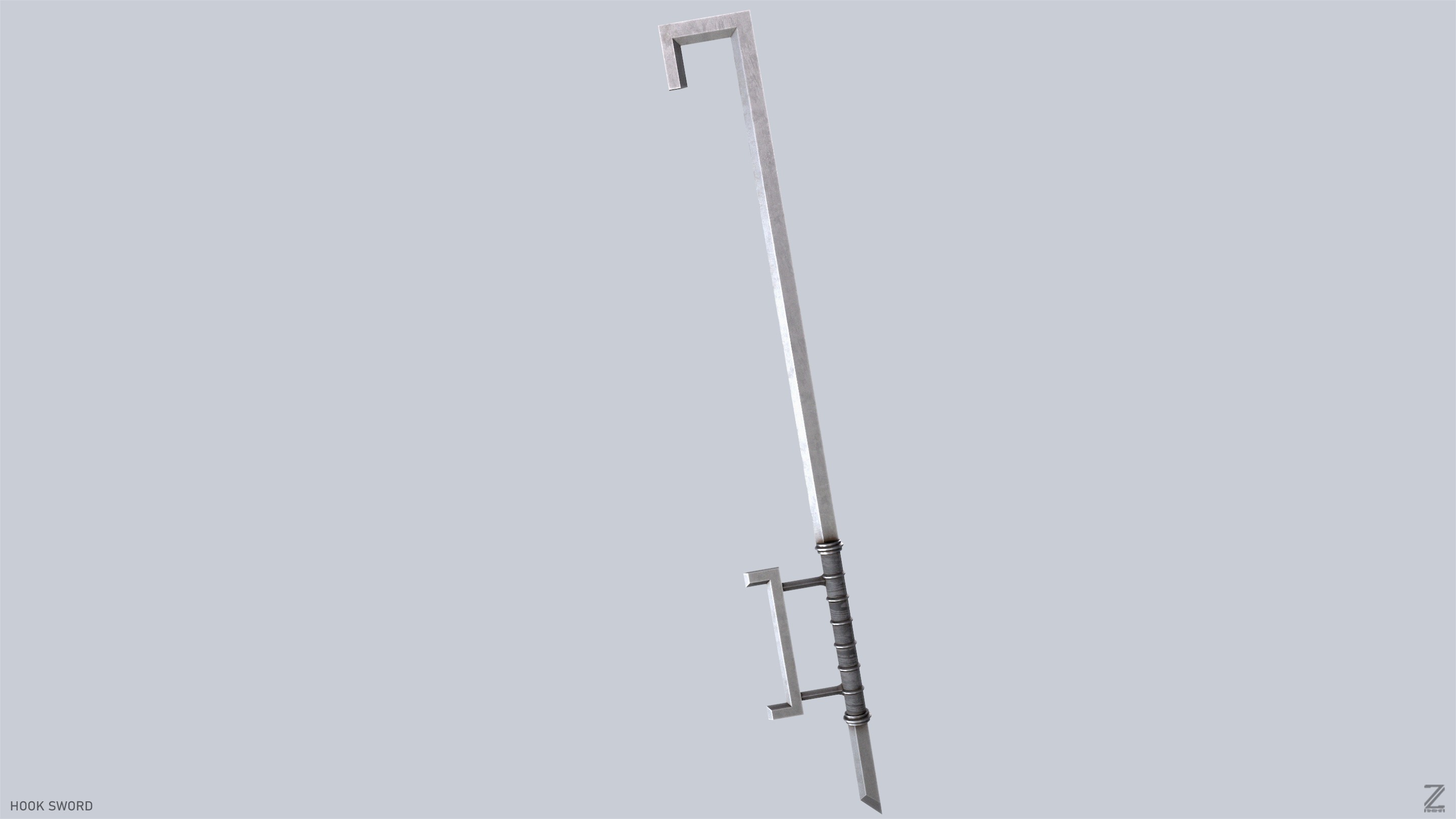 Hook sword Low-poly 3D model_8