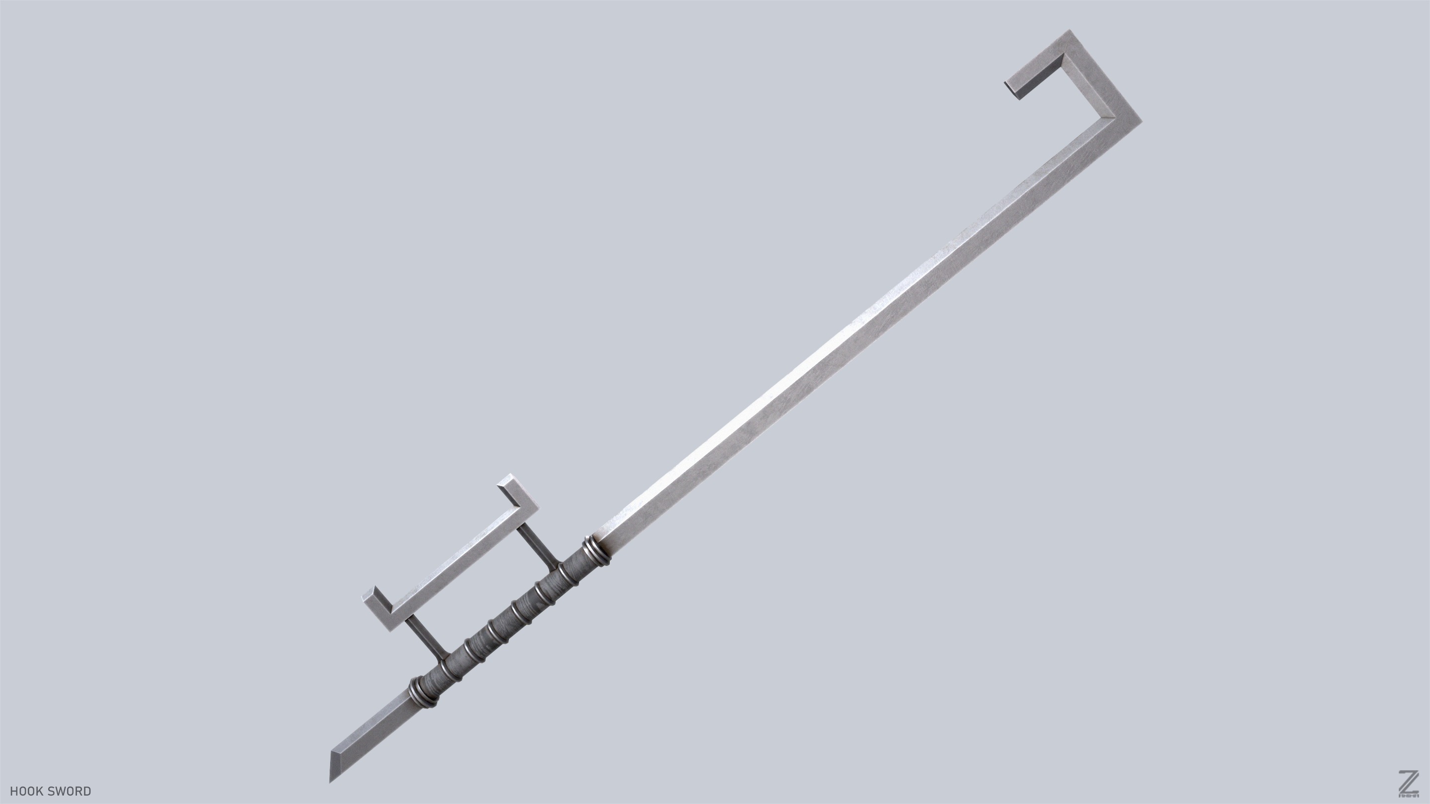 Hook sword Low-poly 3D model_5