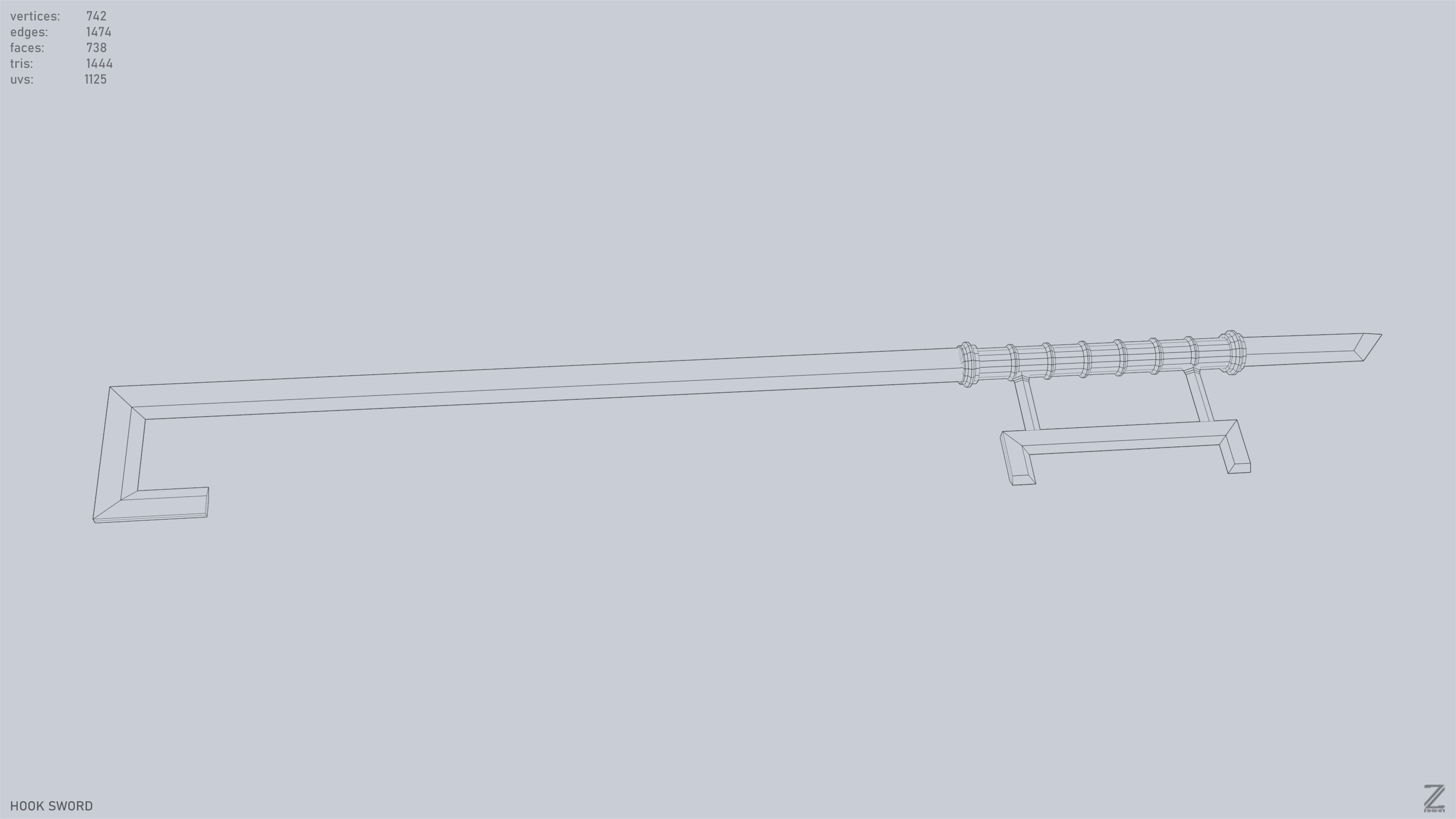 Hook sword Low-poly 3D model_13