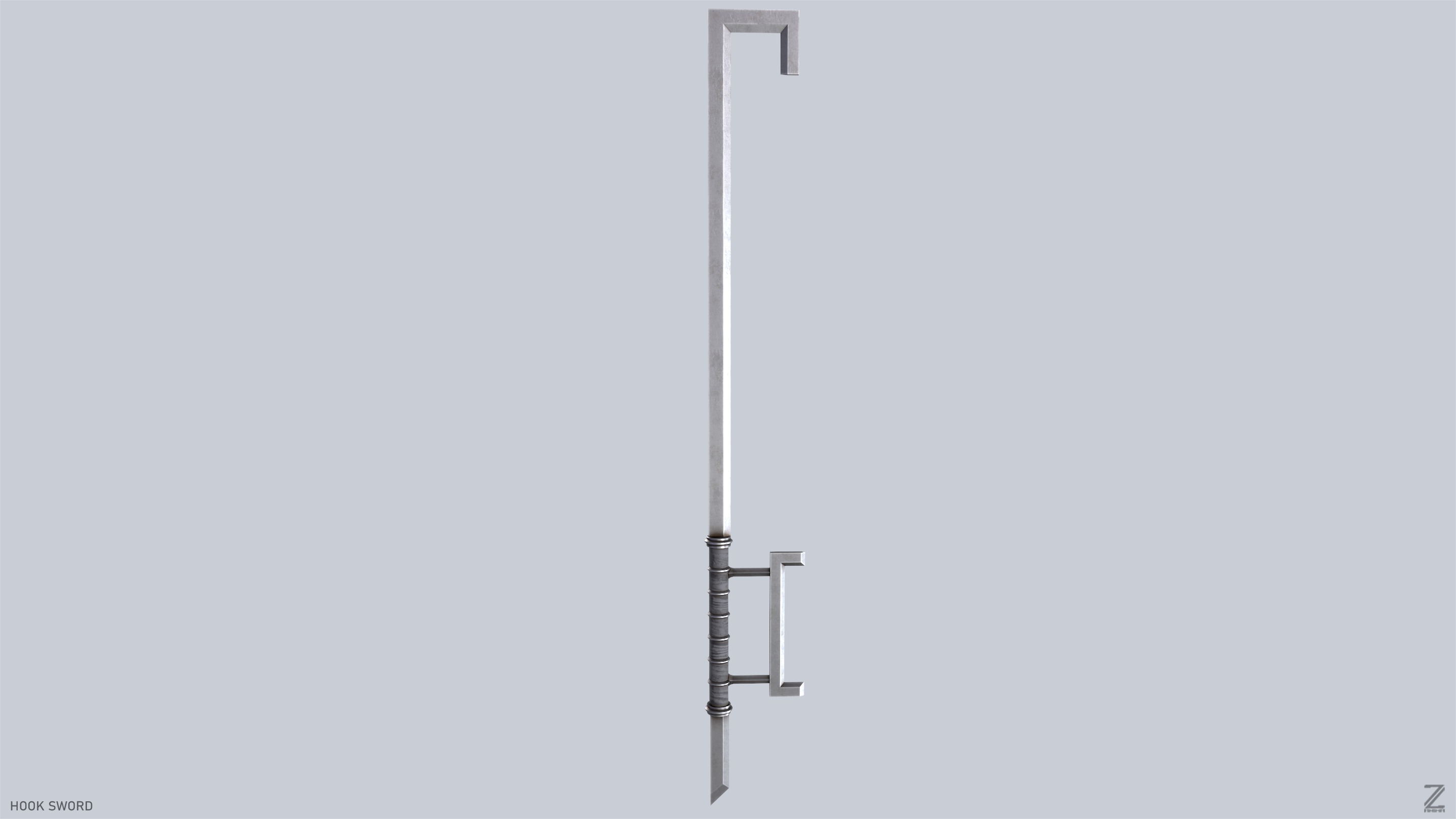 Hook sword Low-poly 3D model_2