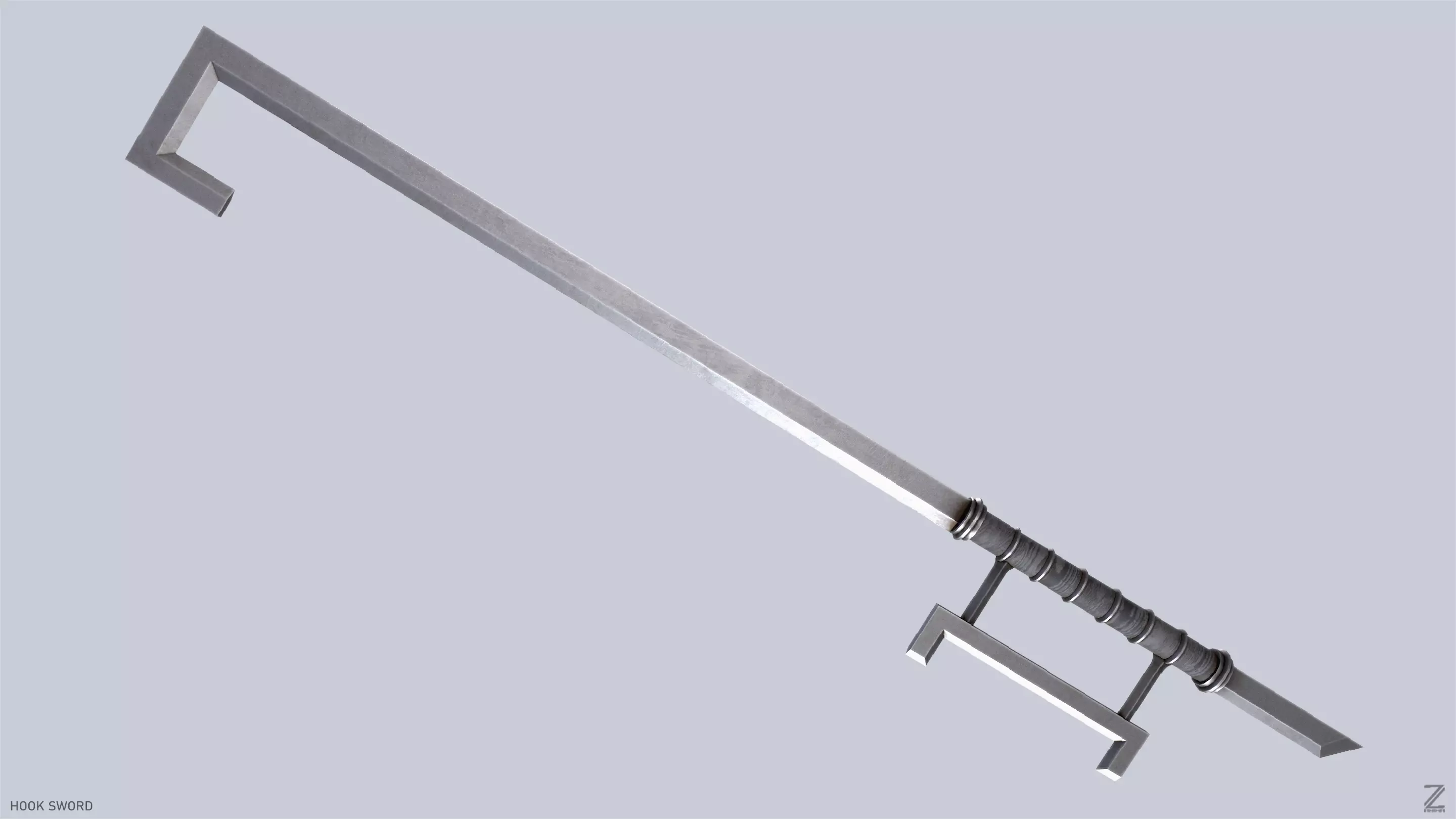 Hook sword Low-poly 3D model_0