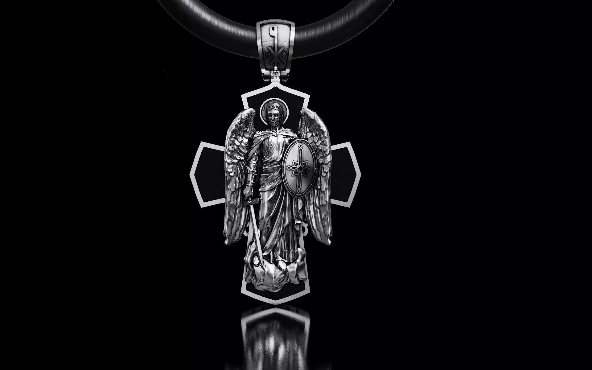 cross with archangel ebony wood 3D print model