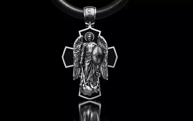 cross with archangel ebony wood