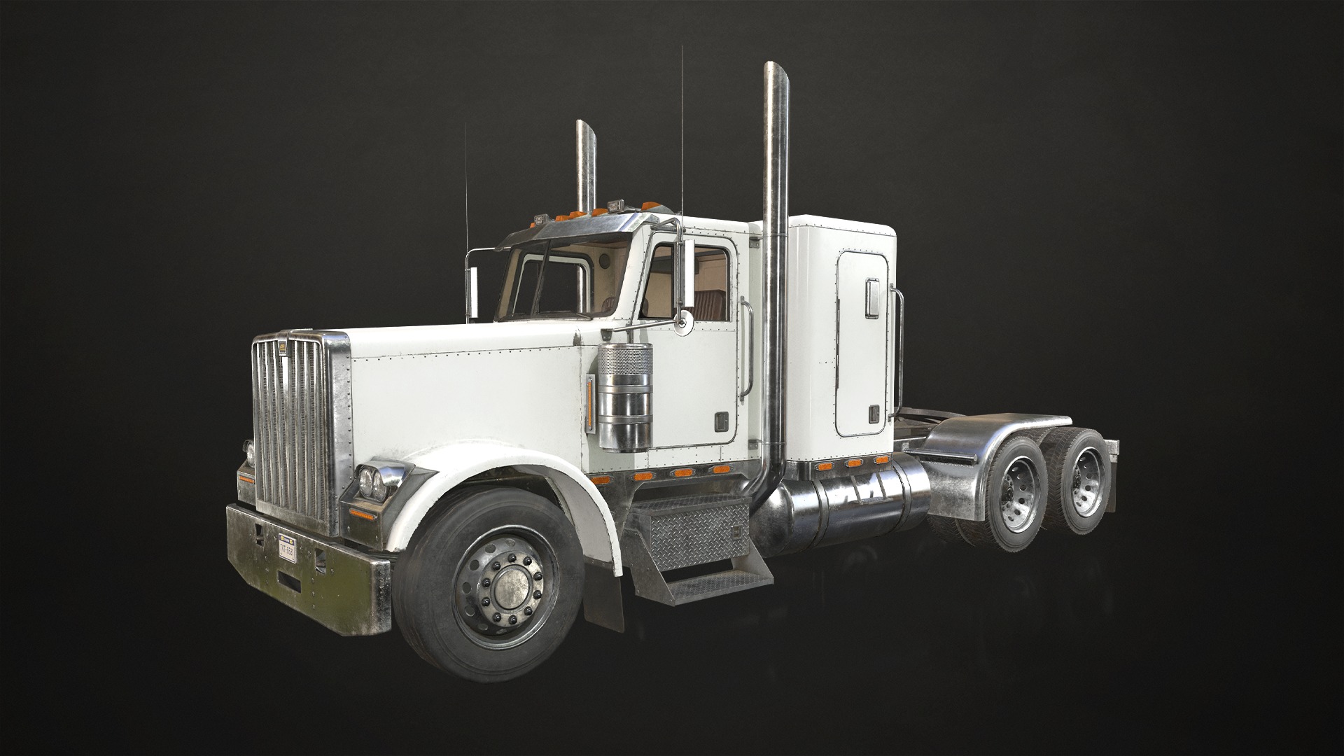 Flat Top Semi Truck Livestock Trailer Low-poly 3D model_5