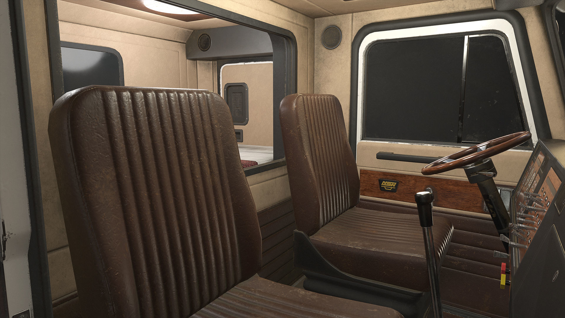 Flat Top Semi Truck Livestock Trailer Low-poly 3D model_12