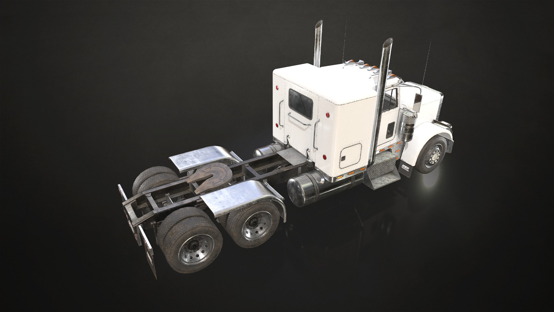 Flat Top Semi Truck Livestock Trailer Low-poly 3D model_6