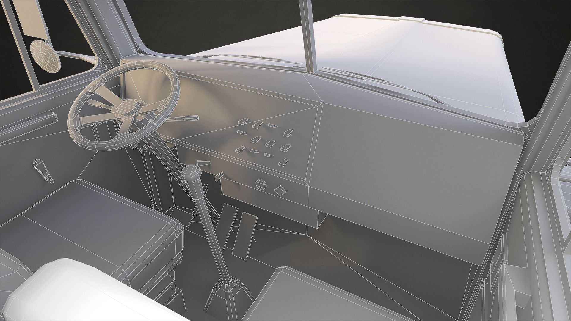 Flat Top Semi Truck Livestock Trailer Low-poly 3D model_24