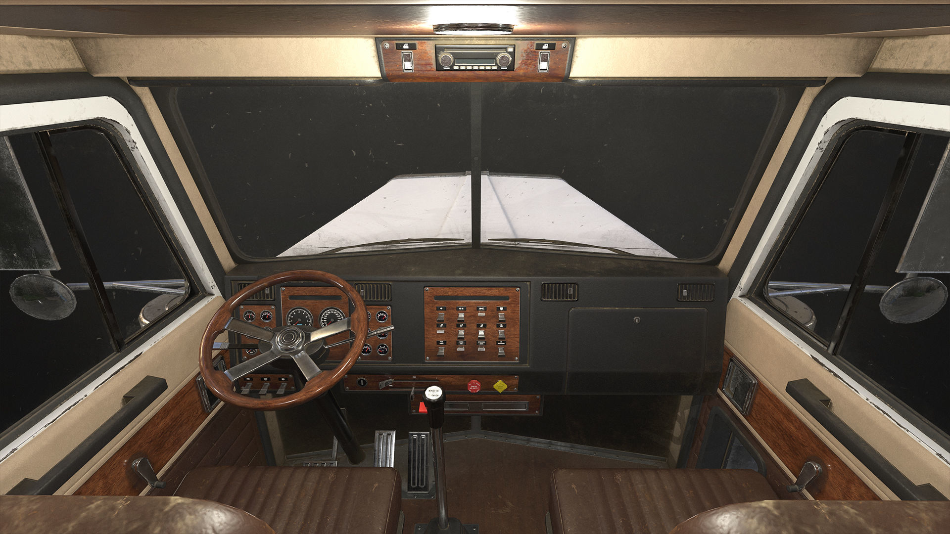 Flat Top Semi Truck Livestock Trailer Low-poly 3D model_13