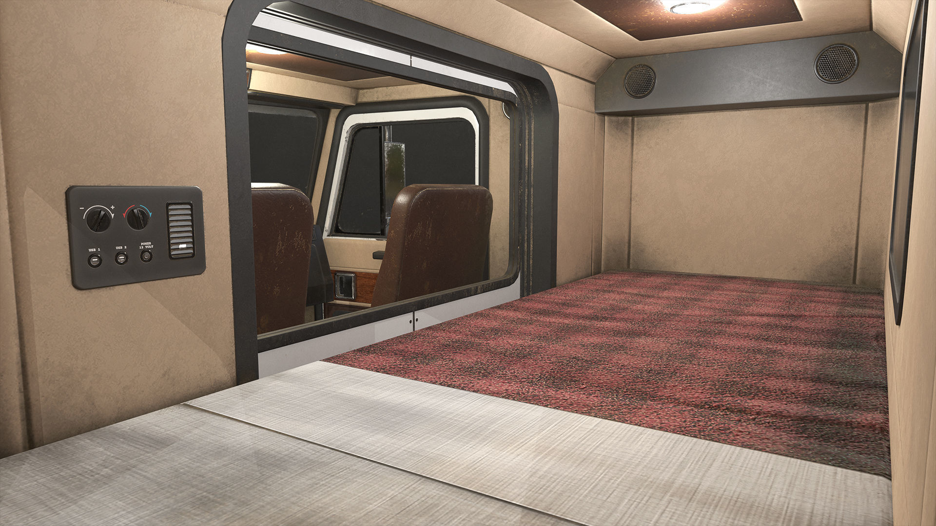 Flat Top Semi Truck Livestock Trailer Low-poly 3D model_11