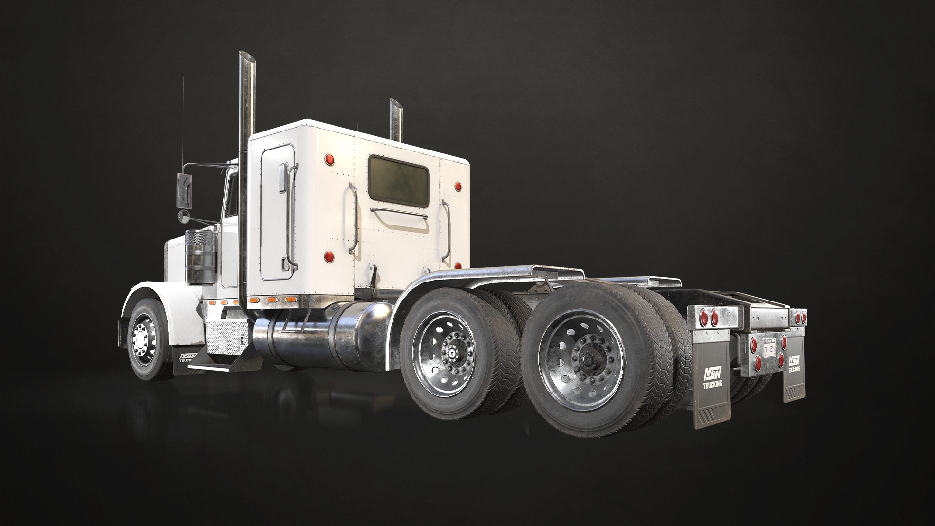 Flat Top Semi Truck Livestock Trailer Low-poly 3D model_7