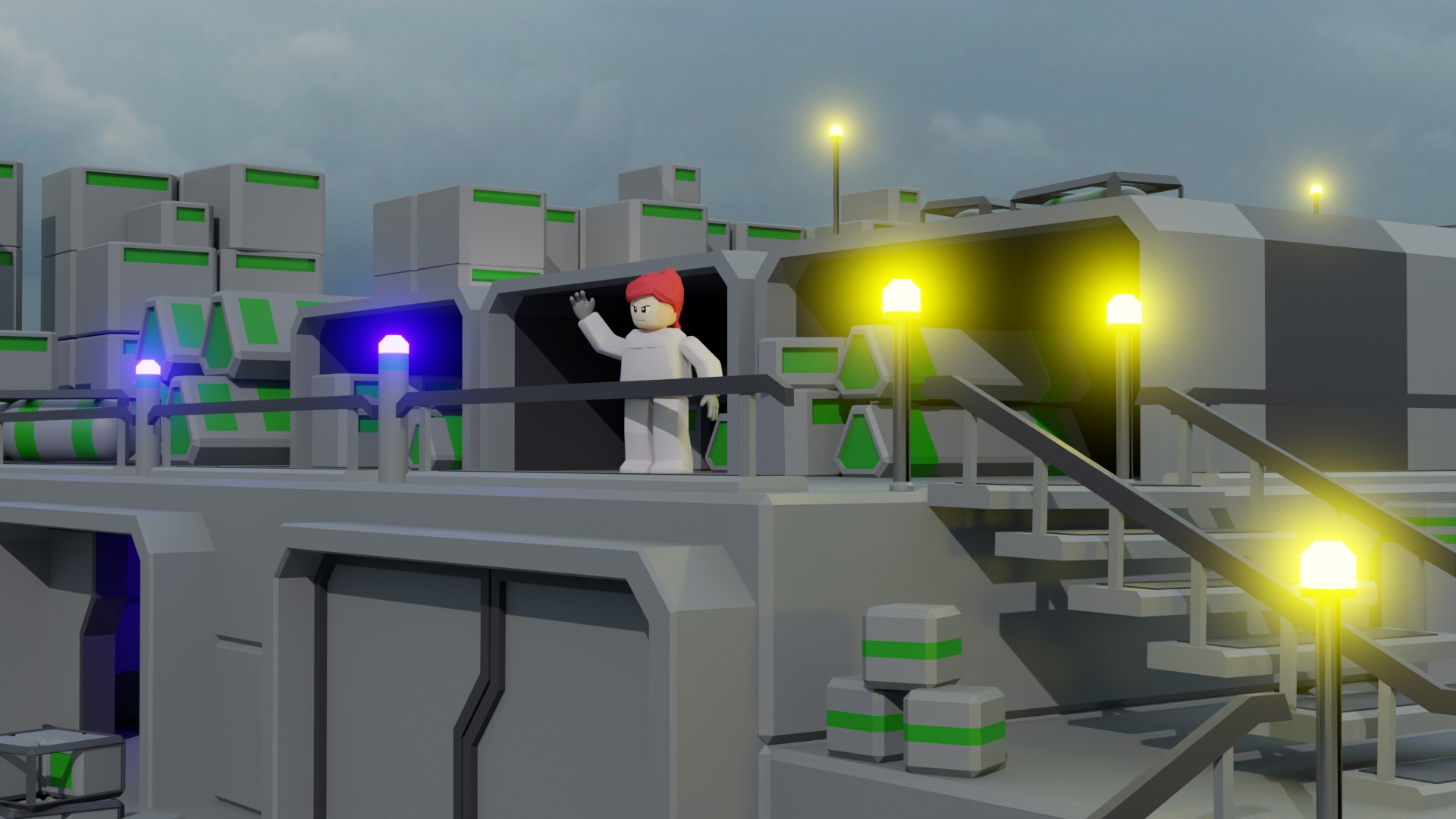 Sci-fi Cargo and Character Low-poly 3D model Low-poly 3D model_1