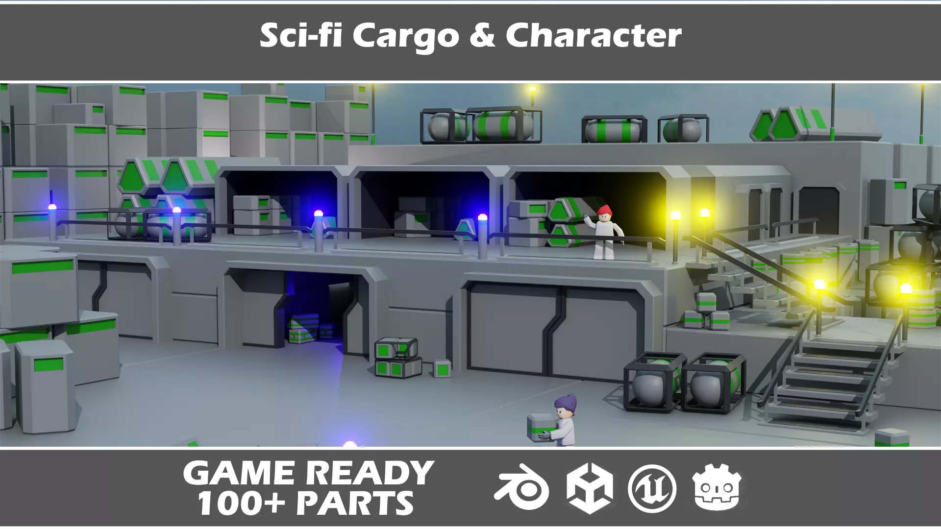Sci-fi Cargo and Character Low-poly 3D model Low-poly 3D model_0